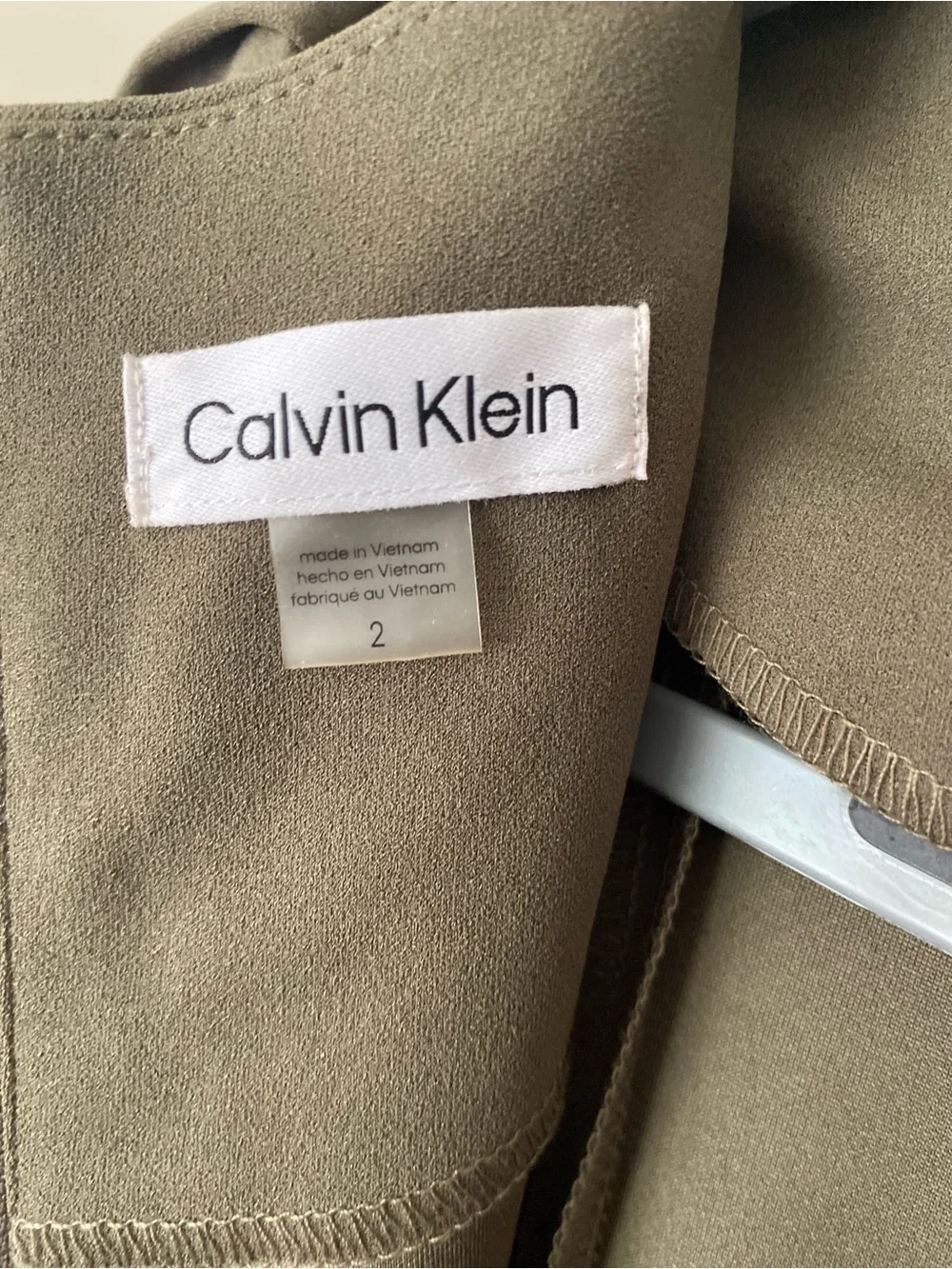 Calvin Klein Olive Green Tie-Waist Jumpsuit With Tulip Sleeves Size 2